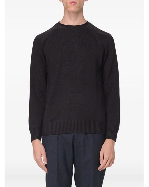 Paolo Pecora Black Round-Neck Raglan Sweater for men