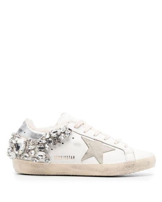 Golden Goose Deluxe Brand White Super-star Embellished Low-top Sneakers