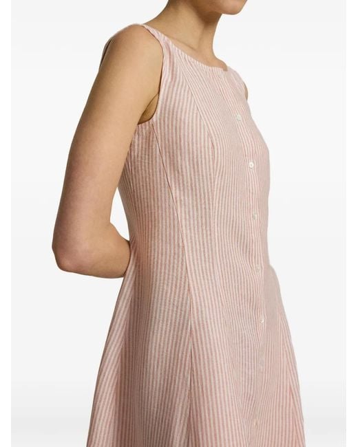Polo Ralph Lauren Pink Striped Linen Midi Dress