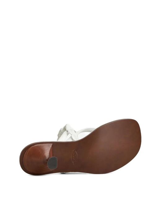 Tod's White Ruched Strap Sandals