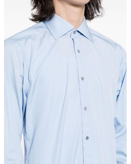 Gucci Blue Spread-collar Cotton Shirt for men
