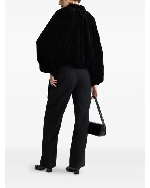 Patou Black Balloon-Sleeve Velvet Jacket
