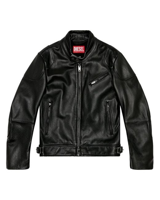 DIESEL Black ‘L-Hein’ Leather Jacket for men
