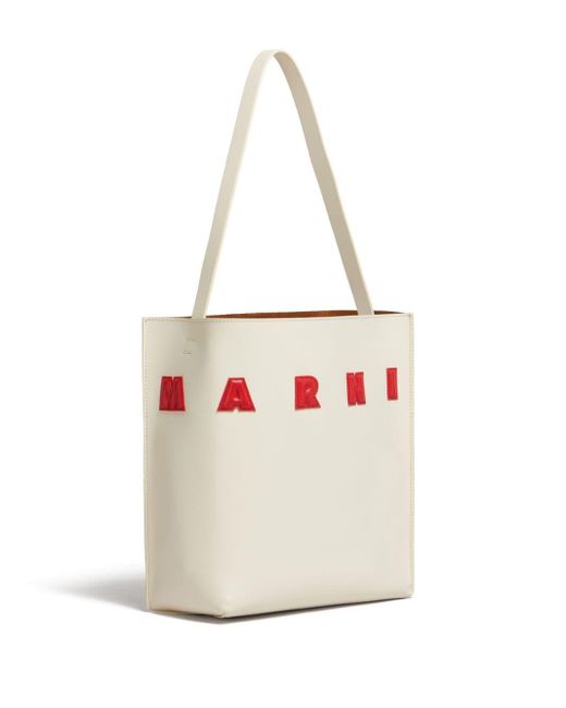 Marni White Museo Logo-patch Bag