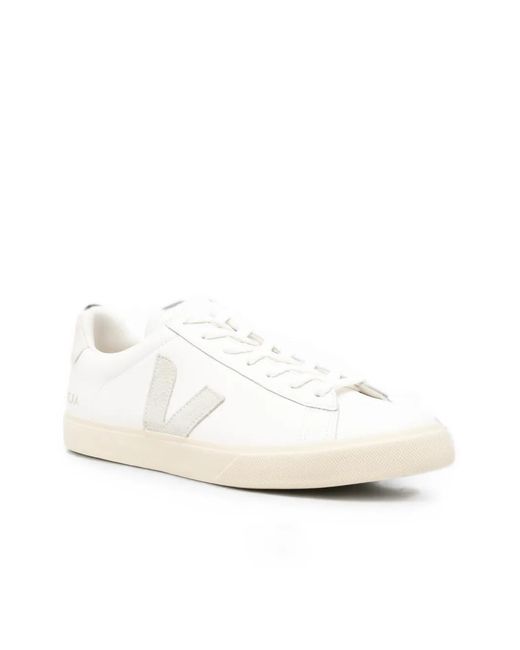 Veja White Campo Logo-Patch Sneakers for men