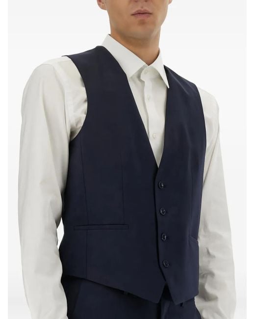 HUGO Blue Buttoned Waistcoat for men