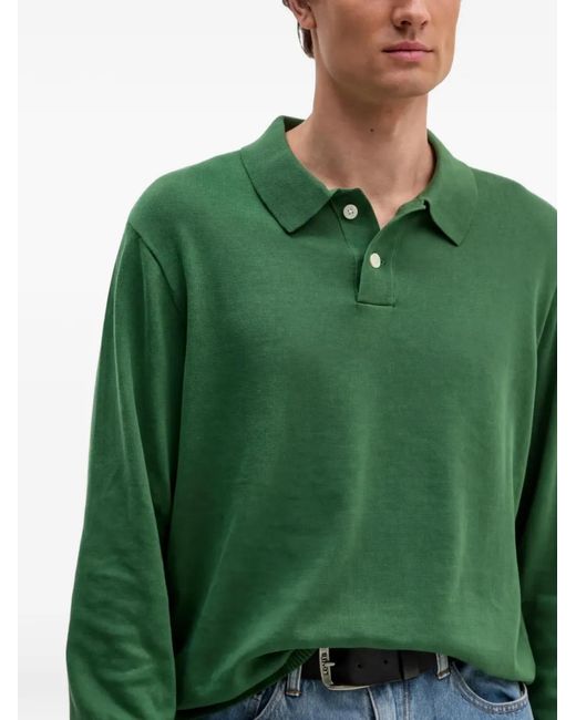 Levi's Green Long-Sleeve Knitted Polo Shirt for men