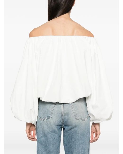 Dorothee Schumacher White Off-Shoulder Puff-Sleeve Top