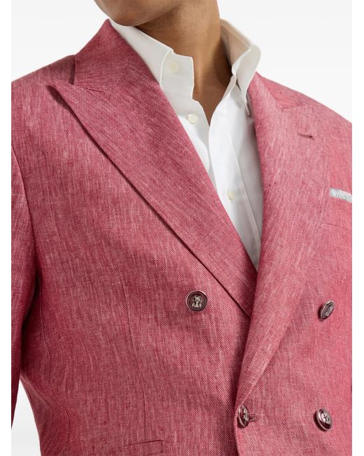 Brunello Cucinelli Pink Flap Pockets Denim Buttons Blazer for men
