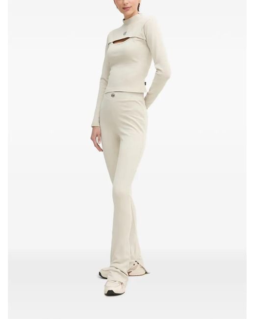 Alpha Industries Natural Logo-Plaque Split-Hem Flared Trousers