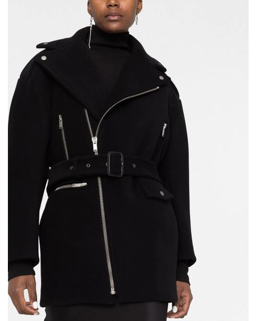 Saint Laurent Black Notched-Collar Zip-Fastening Coat