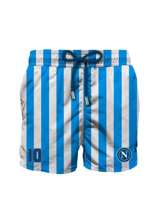 Mc2 Saint Barth Blue Short De Bain Rayé À Lien De Resserrage for men