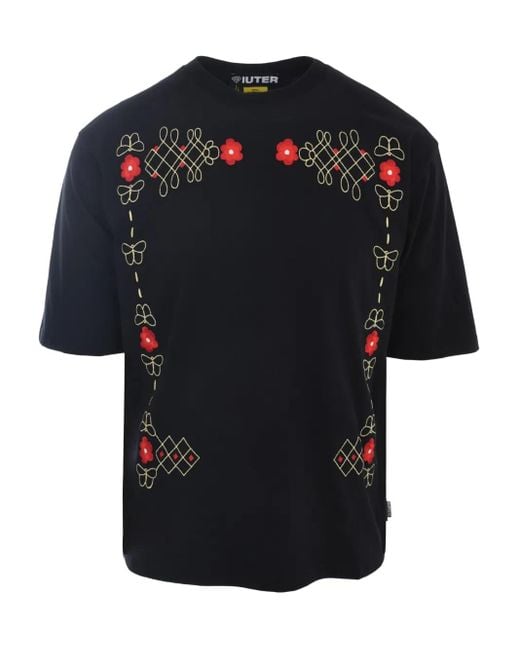 Iuter Besticktes T-Shirt Mit Grafischem Print in Black für Herren