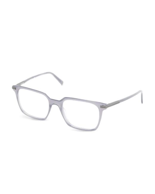 Zegna Gray Rectangle-Frame Glasses