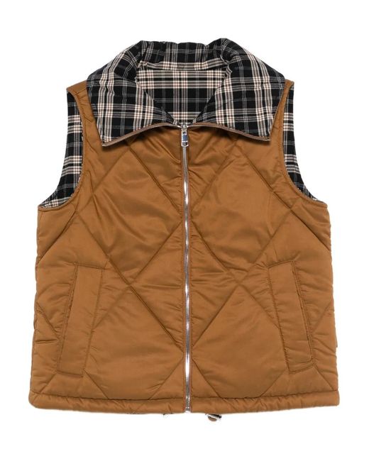 Varley Brown Quilted Reversible Gilet