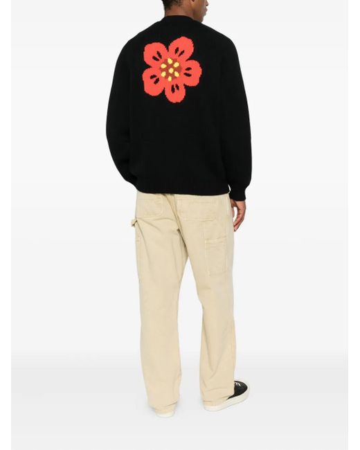 KENZO Black Boke-Flower Button-Up Cardigan for men