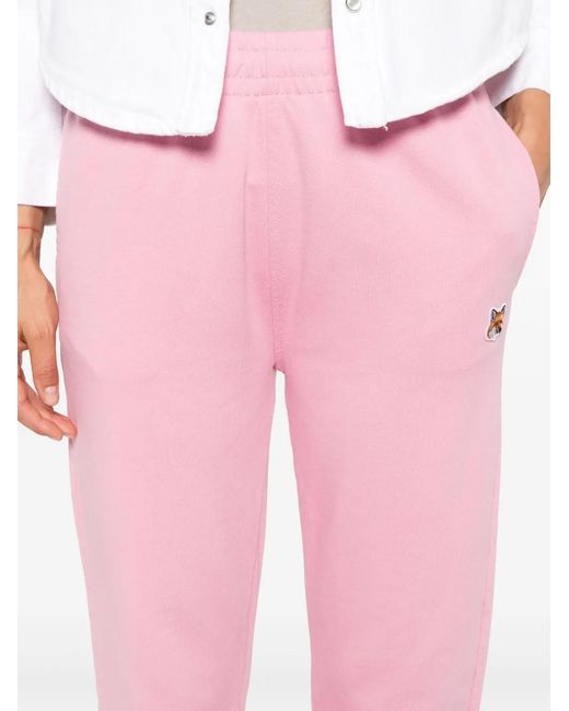 Maison Kitsuné Trainingsbroek Met Vossenkop Applicatie in het Pink