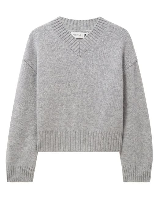 Pringle of Scotland Gray Cashmere V-Neck Knitted Sweater