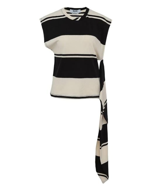 MSGM ストライプ タイディテール Tシャツ Black