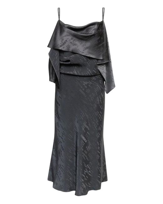 MM6 by Maison Margiela Black Ruffled Strap Midi Dress