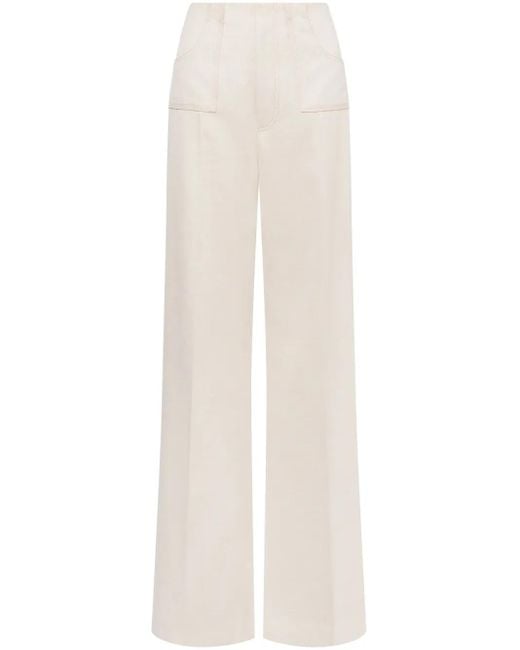 Philosophy Di Lorenzo Serafini White Classic Tailored Pantalone With Straight Leg Cut