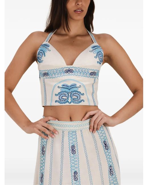 Fortela Blue Aura Embroidered Top
