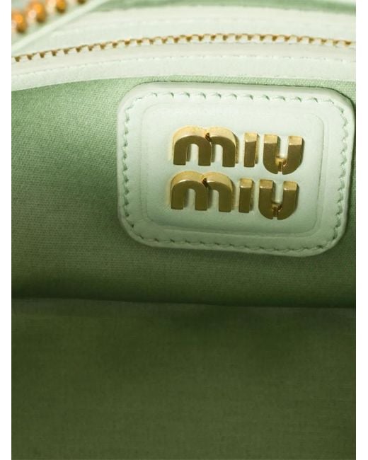 Miu Miu Green Arcadie Matelassé Leather Tote Bag