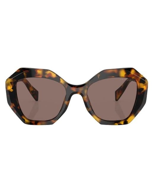 Prada Brown Tortoiseshell-Effect Logo Sunglasses