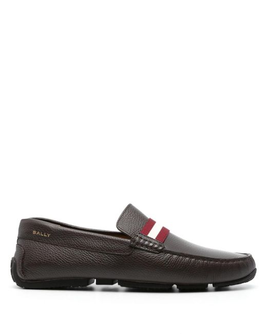 Bally Brown Logo-print Leather Loafers for men