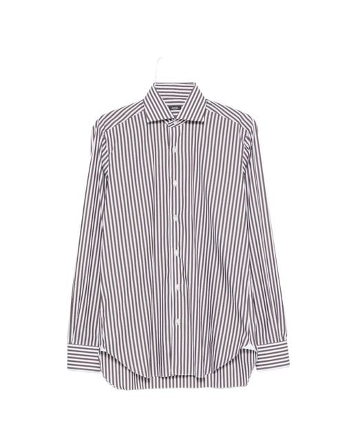 Barba Napoli Gray Striped Shirt for men