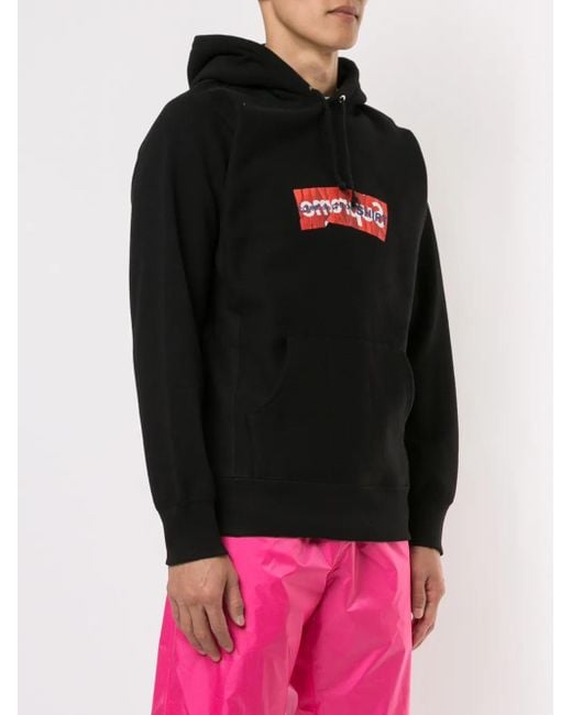 Supreme Black X Commes Des Garçons Logo-Print Hoodie for men