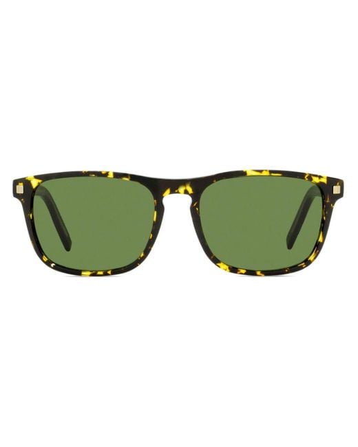 Zegna Green Tortoiseshell-effect Rectangle-frame Sunglasses for men