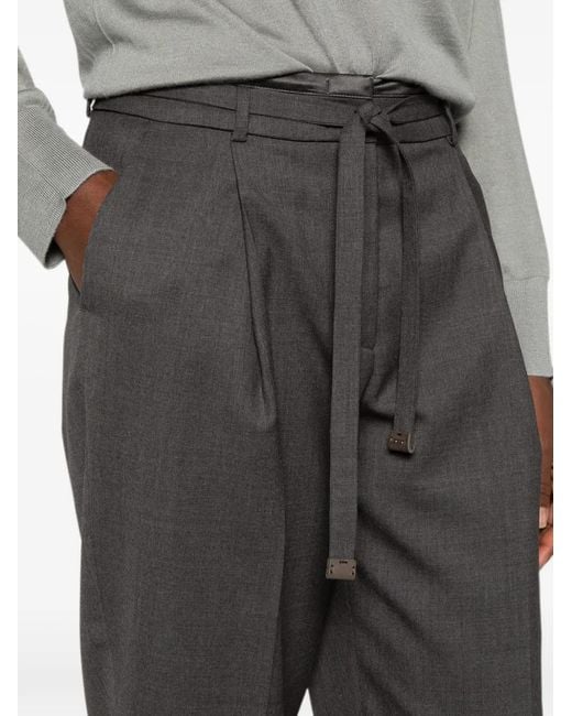 Peserico Gray Pleated Belted Trousers