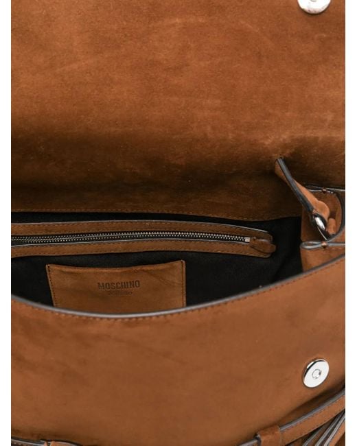 Moschino Brown Tie Me Tote Bag aus Wildleder mit Gürtel