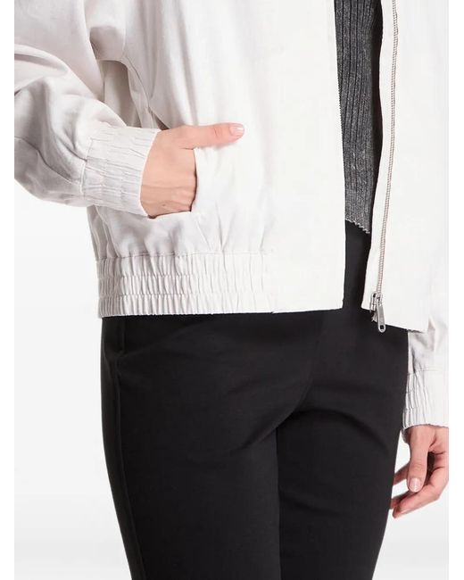 Calvin Klein White Logo-Embroidered Bomber Jacket