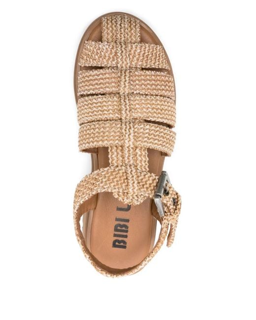 Bibi Lou Natural Woven-Texture Flat Sandals