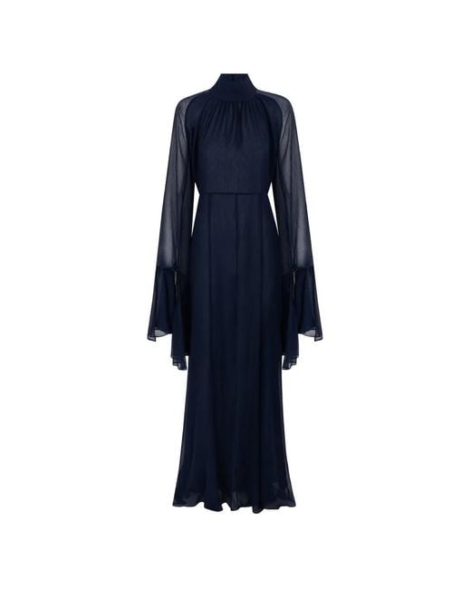 CAYET Blue Yara Ruffled-Sleeve Maxi Dress