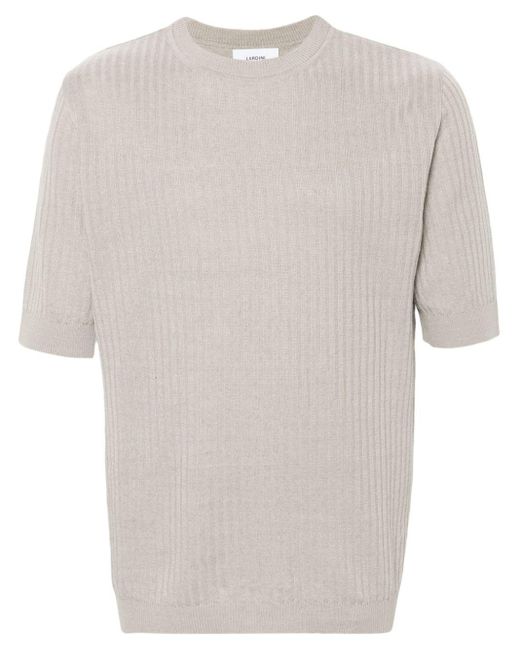 Lardini White Ribbed Linen-blend T-shirt for men