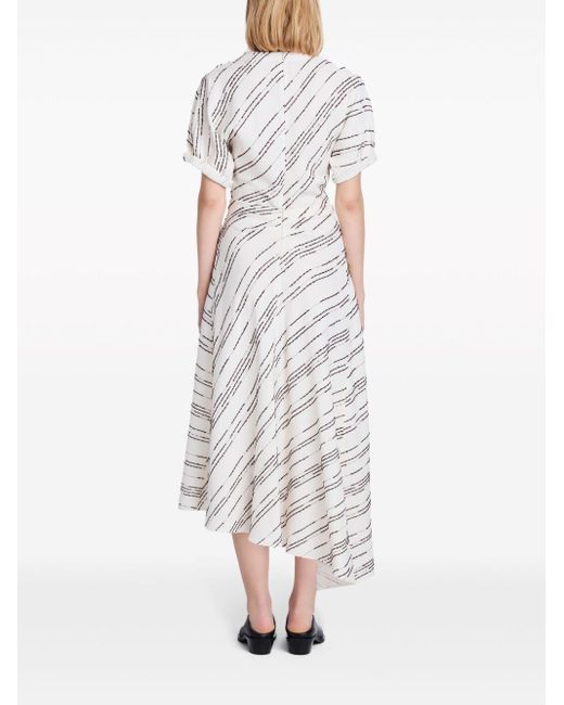 Proenza Schouler White Stripe-pattern Asymmetric Maxi Dress