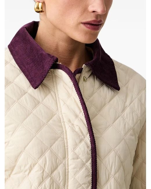 Silvian Heach Natural Quilted Corduroy-Collar Jacket