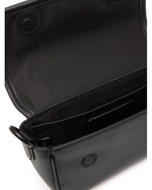 COACH Black Chain-link Strap Leather Shoulder Bag