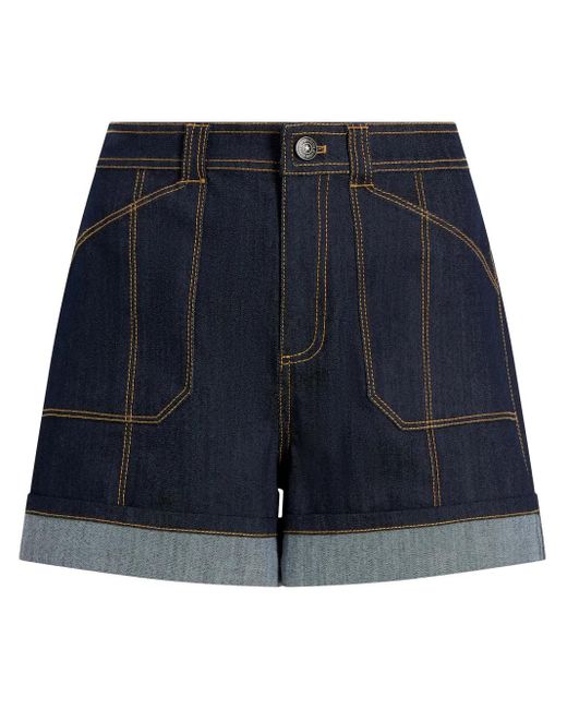 Cinq À Sept Benji Shorts Met Manchetten in het Blue