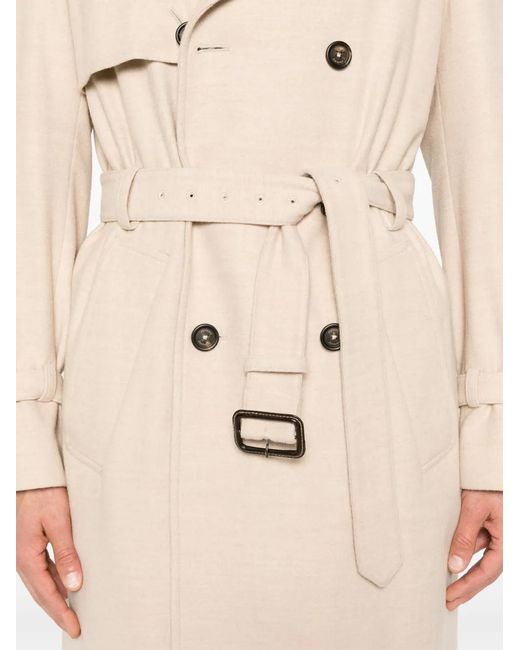 Eleventy Natural Belted Double-Breasted Coat for men