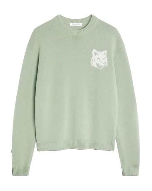 Maison Kitsuné Green Fox-Head Crew-Neck Sweater for men
