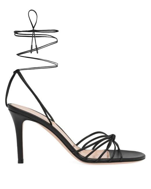 Gianvito Rossi Metallic Gwyneth Lace-Up Heeled Sandals