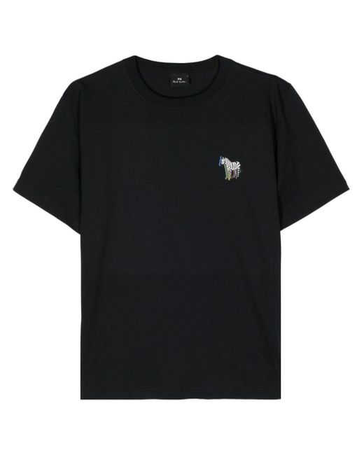 PS by Paul Smith Black 3d Zebra-print Organic-cotton T-shirt for men