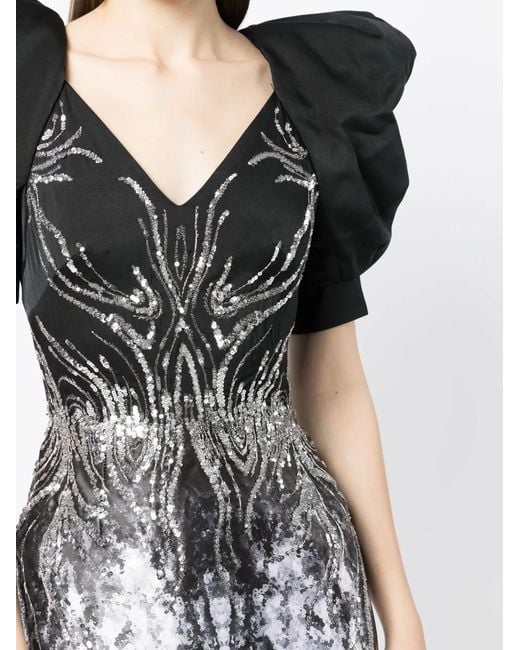 Saiid Kobeisy Black Sequin-Embellished Gown