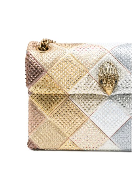 Kurt Geiger Natural Medium Kensington Embellished Diamond Shoulder Bag