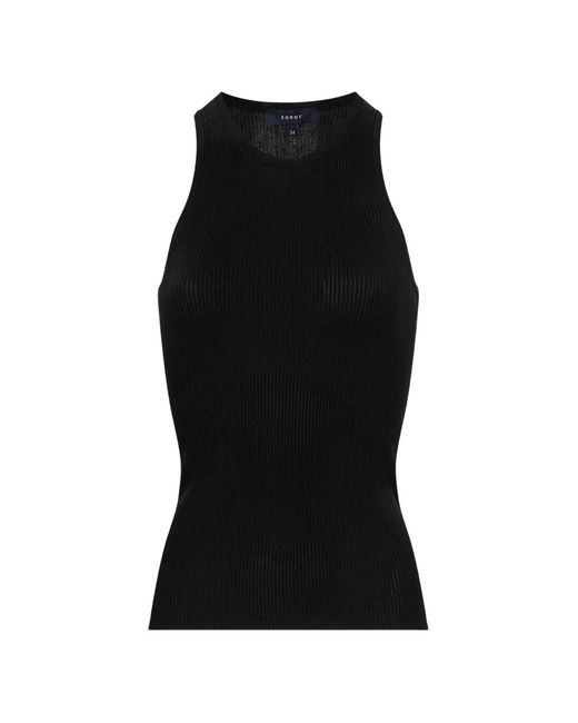 Soeur Black Kenzie Ribbed-Knit Sleeveless Top