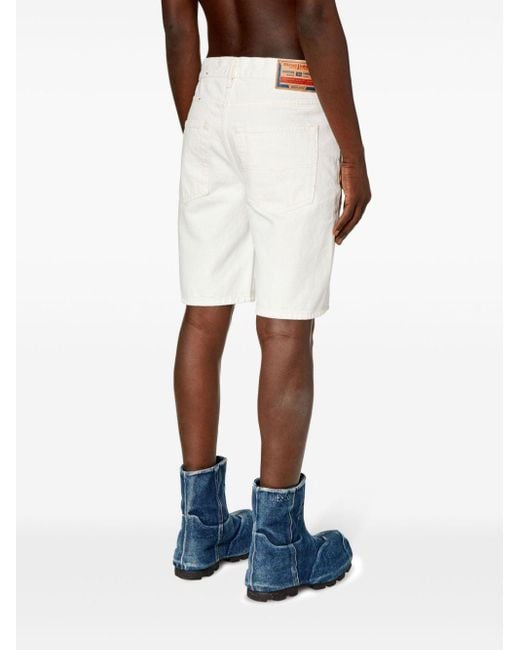 DIESEL White Straight-leg Denim Shorts for men